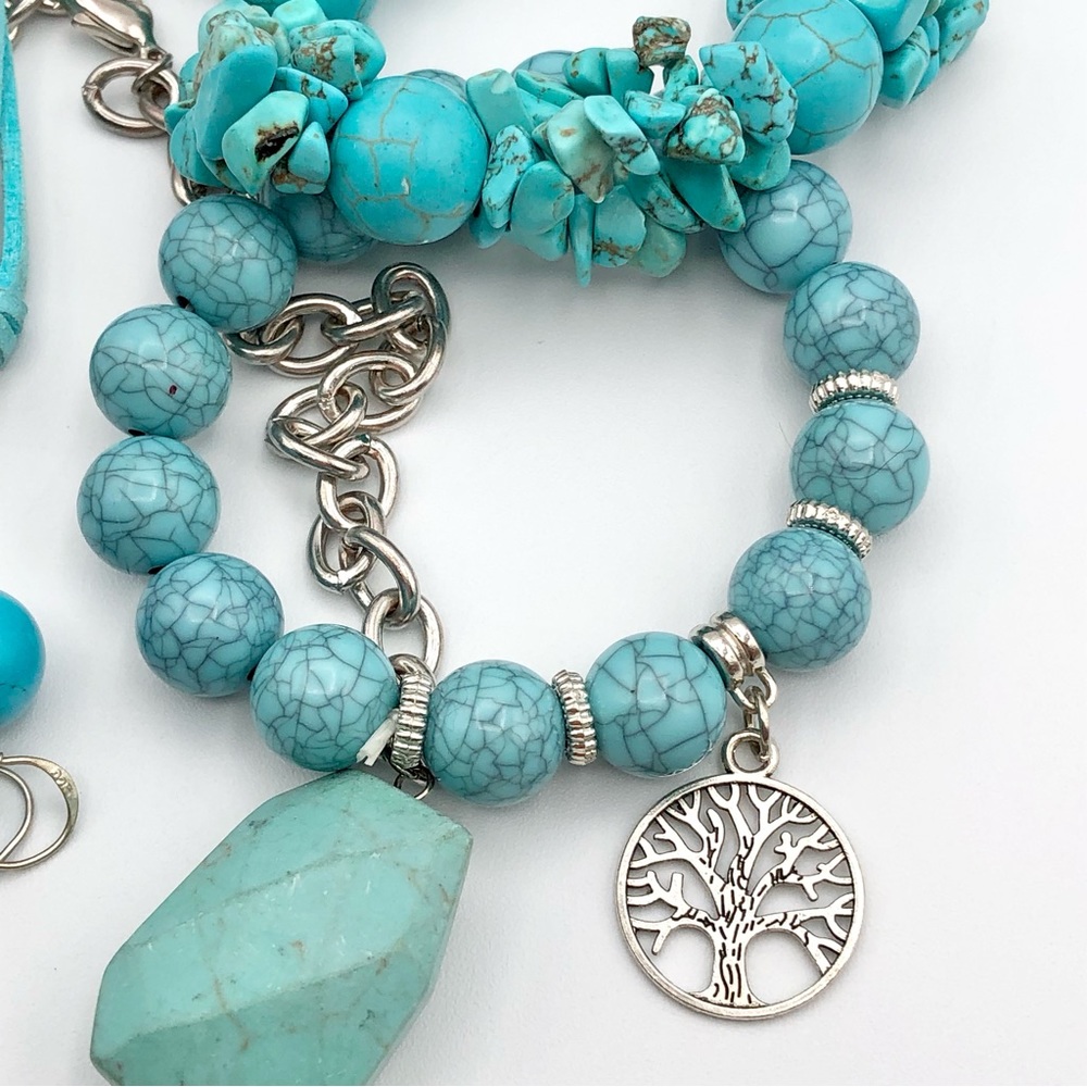 5 Piece Jewelry Lot Southwestern Cowgirl Tribal Boho Faux Turquoise Assorted - Picture 10 of 16